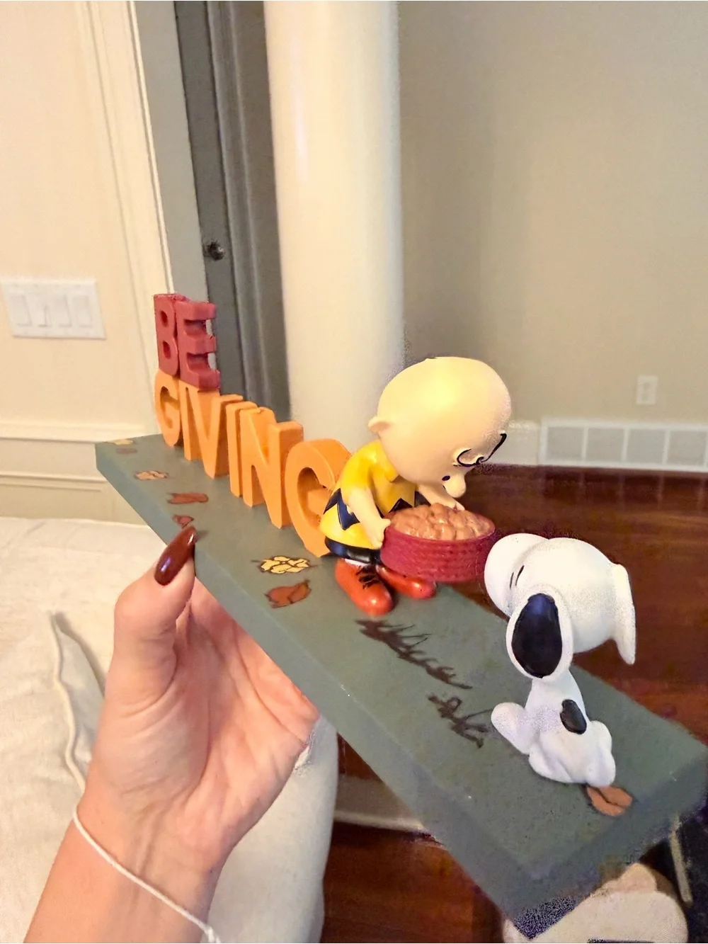 Source Unknown Peanuts 'Be Giving' Wooden Figurine - Yellow, Orange & Red